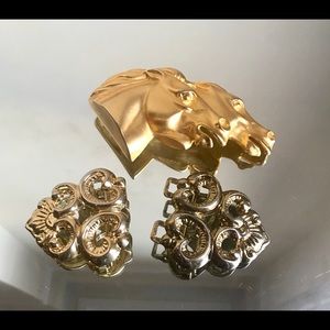 Vintage Gold Belt Buckles - Horse, Equestrian